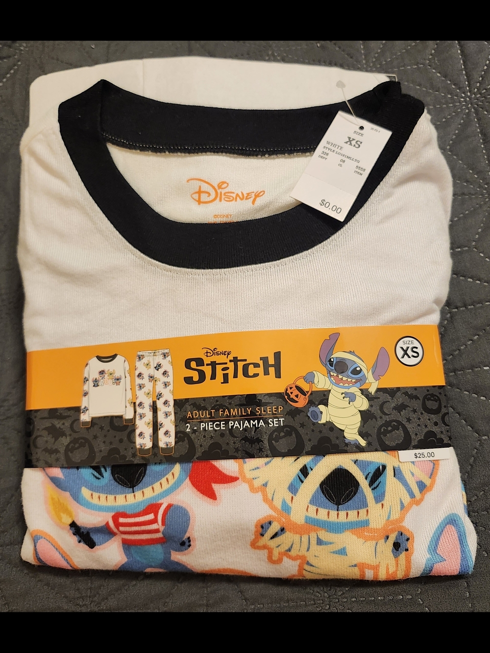 Disney Stitch Adult Pajama Set - White with Multicolor Print (XS)